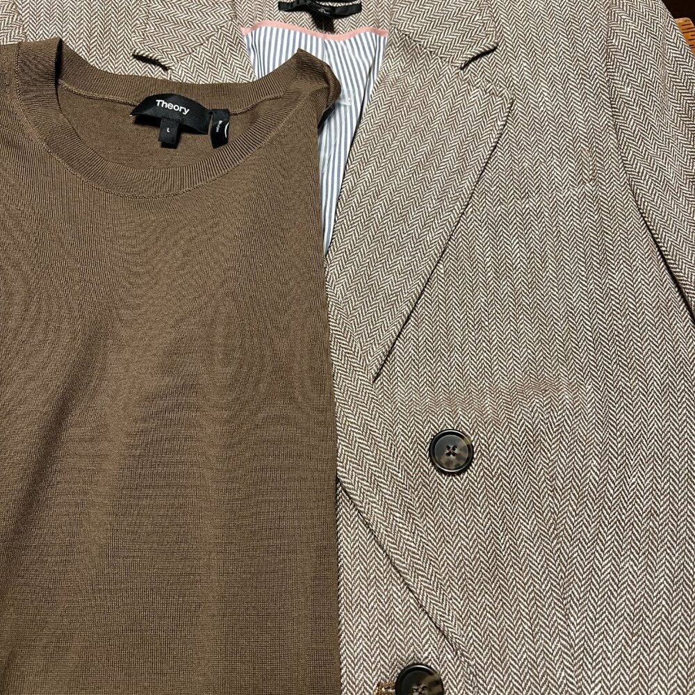 J CREW BRISTOL BLAZER LINEN COTTON BLEND SIZE 8 NEW + THOERY MERINO TEE - Picture 2 of 15